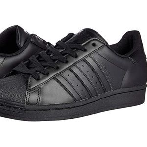 Adidas Superstars, Black on Black, Size 8.5
